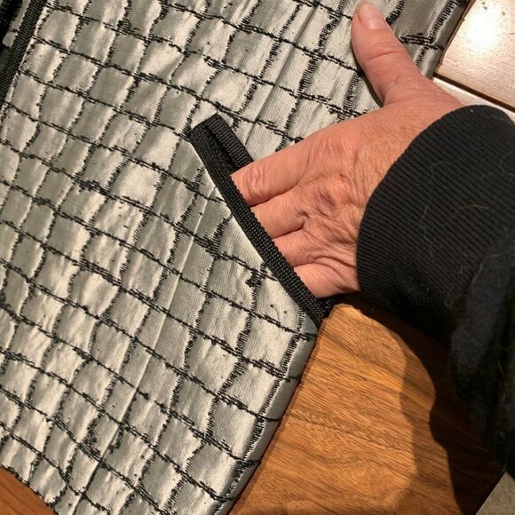 Claude Patrick Paris jacket, EUC, black and silver, fitted, fully lined - Picture 12 of 16